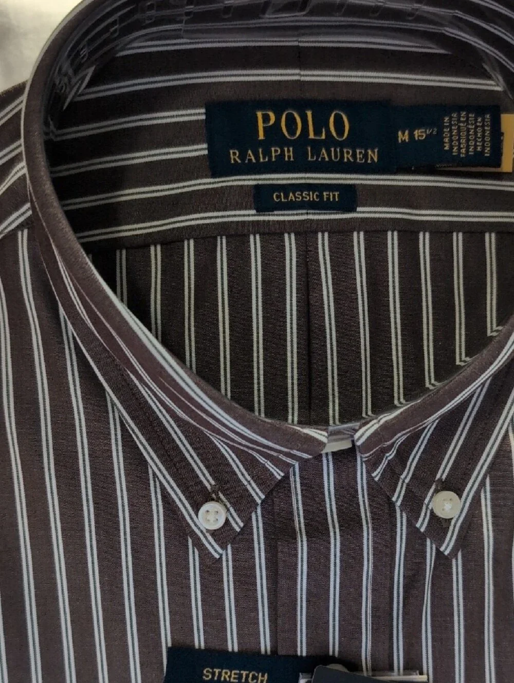 Polo by Ralph Lauren Brown and White Striped Dress Shirt
